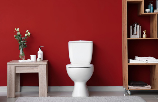Ambiance rouge intense pour des toilettes chaleureuses