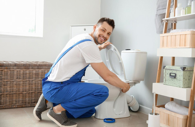 Artisan pro aubade qui installe un toilette chez un particulier