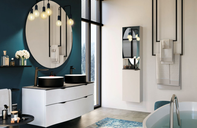 Meuble double vasque Stiletto de Decotec, juste équilibre entre esthétique et confort