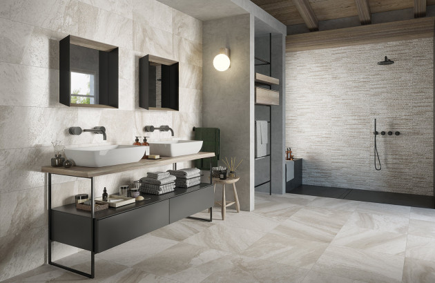 Faïence imitation pierre naturelle Evoluta de Ceramiche Piemme