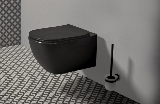 Abattant WC frein de chute Black Line Ficelle/Noir - Déco salle de