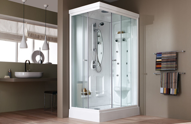 Petite cabine de douche blanche Odyssée de Leda