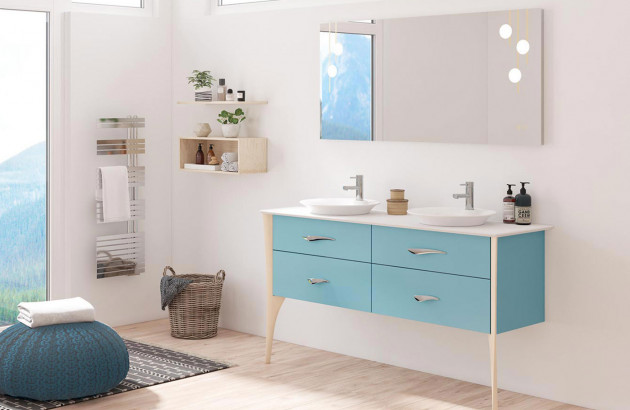 meuble salle de bain bleu pastel