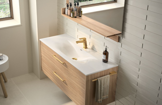 Meuble de salle de bains en bois clair