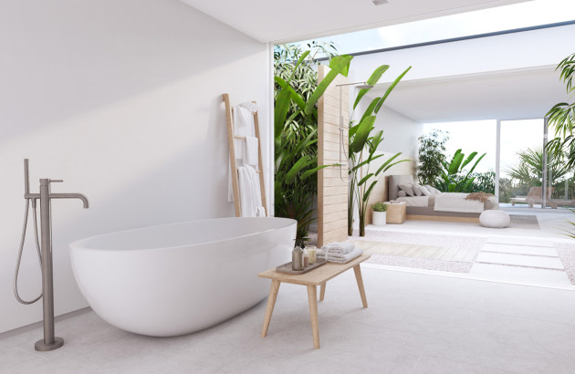 Baignoire ronde pour une salle de bains Feng Shui