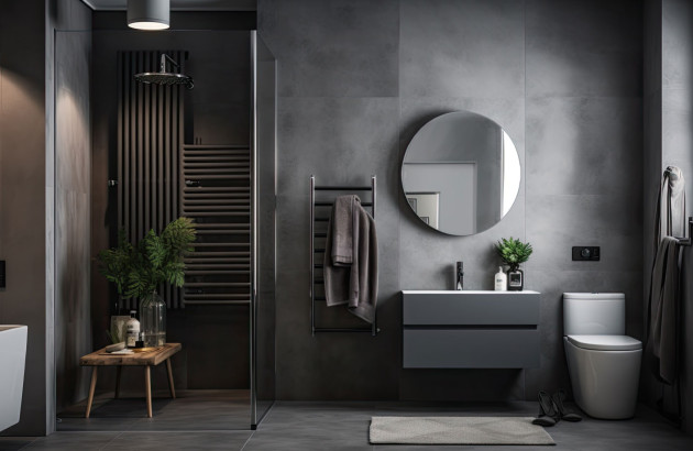 Salle de bains sobre avec une paroi de douche moderne