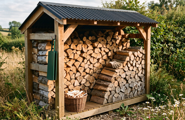 Petit abri extérieur pour entreposer du bois de chauffage