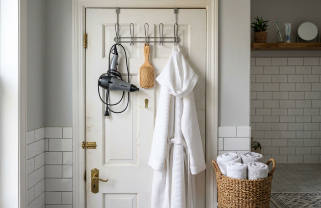 Barre de rangement derrière une porte