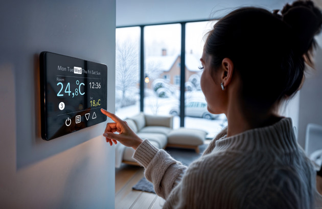 Réglage d’un thermostat connecté pour optimiser le chauffage pendant l’hiver.
