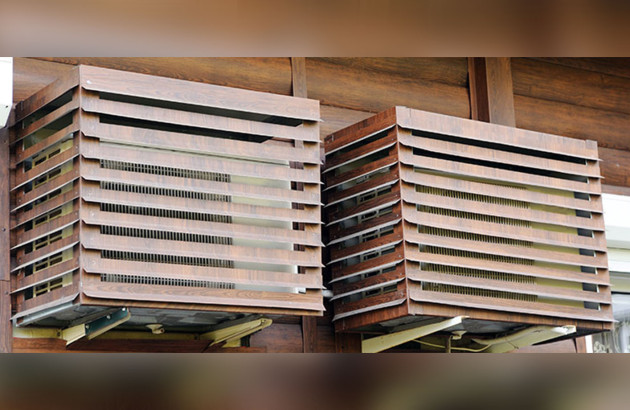 Caisson d'insonorisation en bois pour pompe à chaleur
