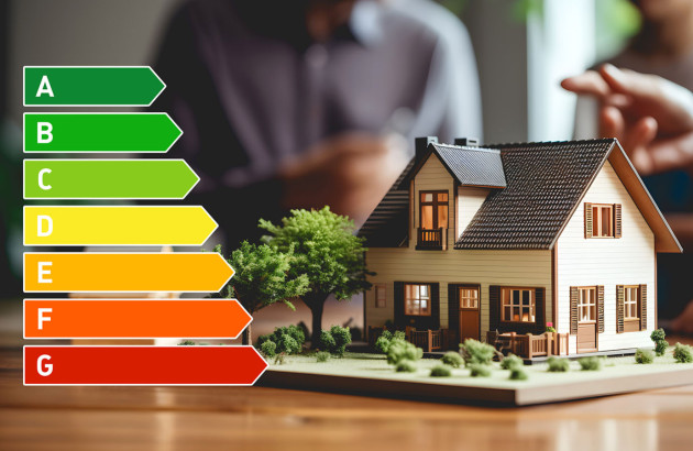 Maison miniature avec un diagnostic de performance énergétique