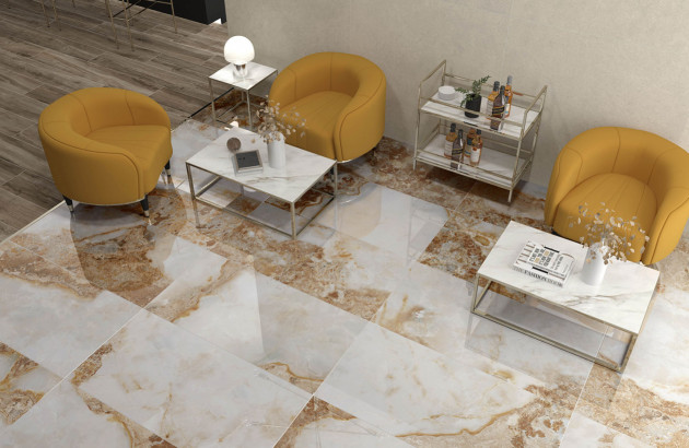 Carrelage luxe en grès porcelainé imitation marbre naturel