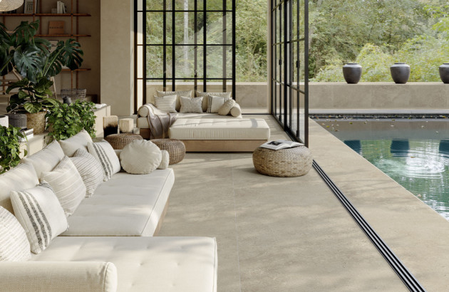 Carrelage intérieur extérieur effet ciment beige
