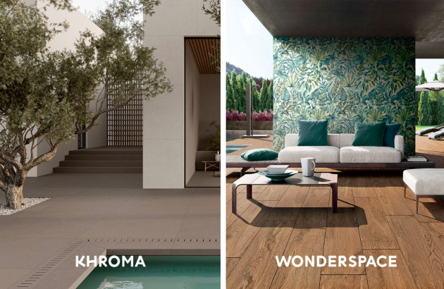 Carrelages Novabell Khroma imitation terre battue, et carreaux de faïence à motifs Wondespace