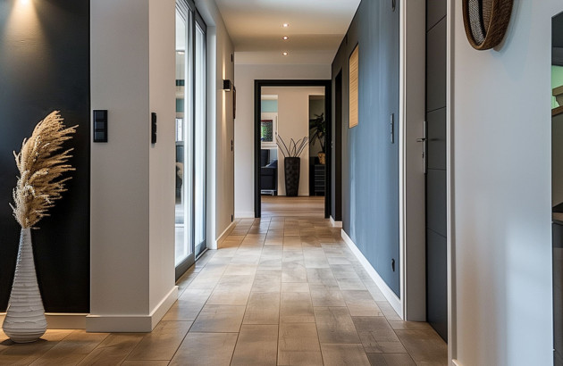 carrelage imitation parquet dans un couloir de maison