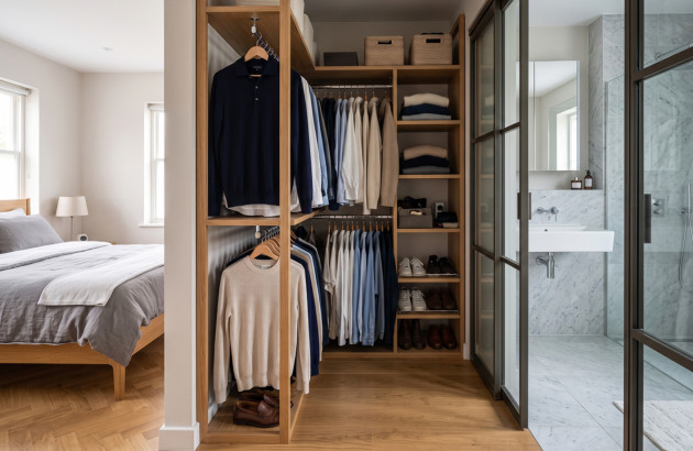 chambre et salle de bains et dressing