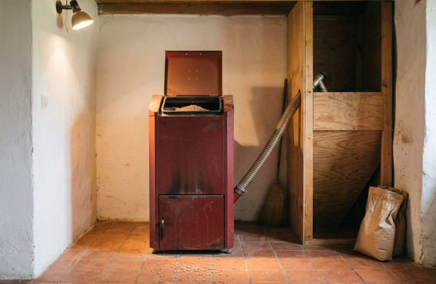 Ancienne chaudière au fioul installée dans un local technique
