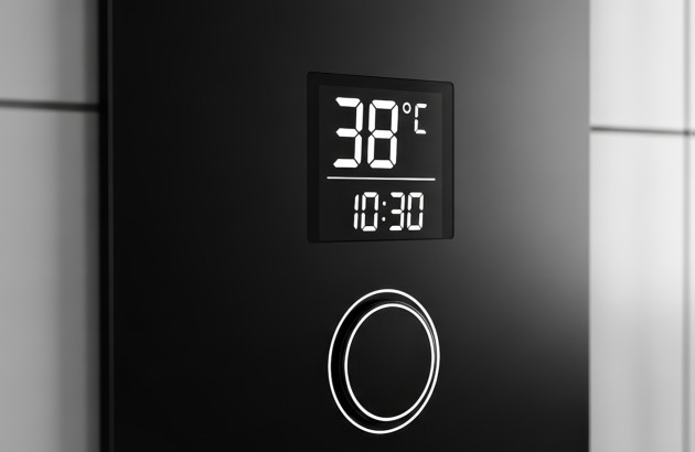 Thermostat mural qui permet de régler la température d'une salle de bains