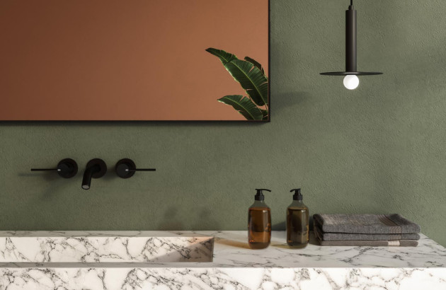 Salle de bains avec des couleurs douces ambiance zen