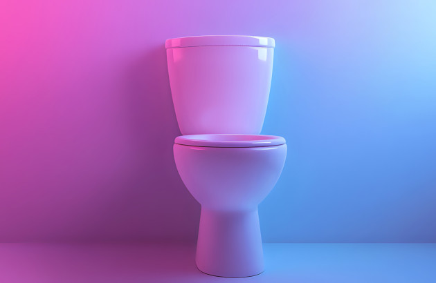 Toilettes design sur fond dégradé coloré, mise en scène moderne et esthétique pour inspiration WC