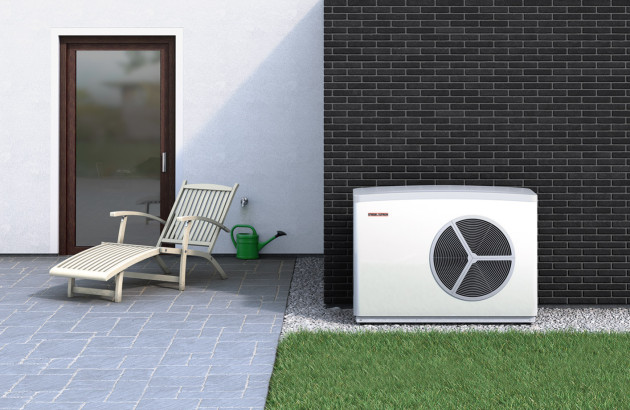 Unité extérieur dans un jardin moderne