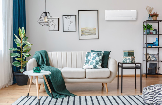 Climatisation murale dans un salon design