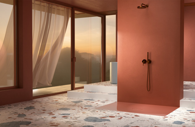 Salle de bain avec robinetterie en PVD 