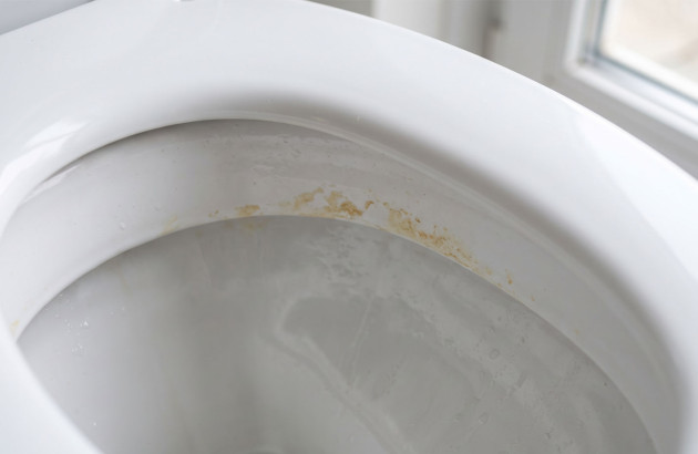 Toilettes avec de la saleté sur les bords
