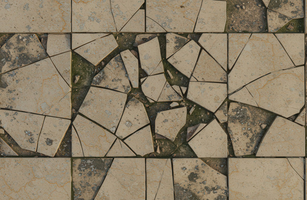 Carreaux de carrelage fissurés et cassés