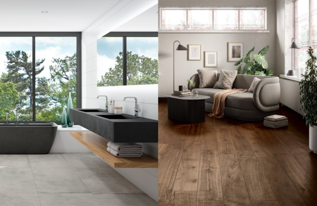 Image de salle de bains et de salon moderne