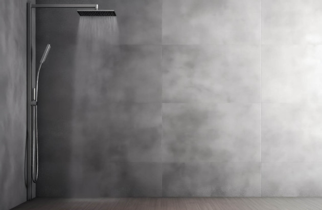 Salle de bains avec une douche effet pluie