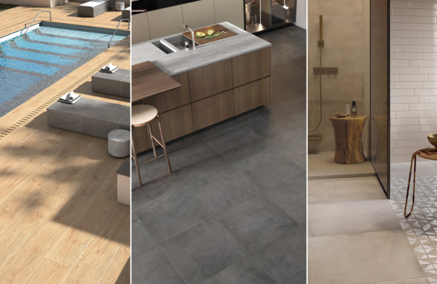 Piscine extérieure, cuisine et salle de bains carrelée