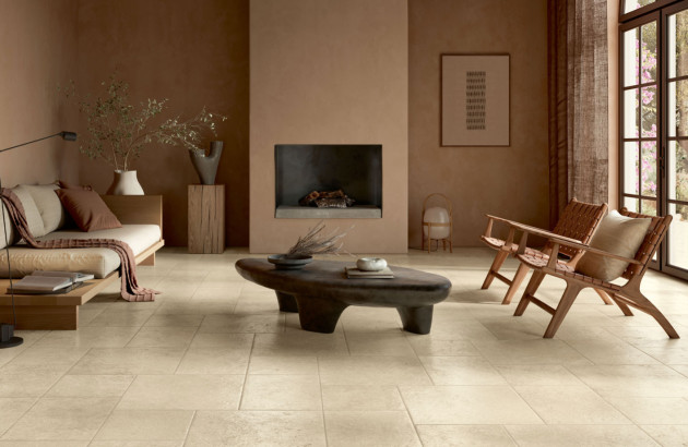 Salon avec du carrelage