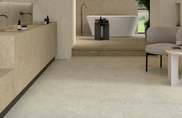 Salle de bains moderne avec du carrelage 20x20