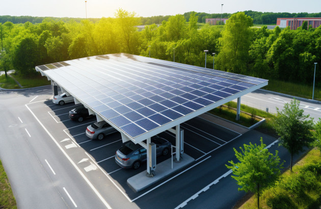 Panneaux solaires sur le toit d'un parking