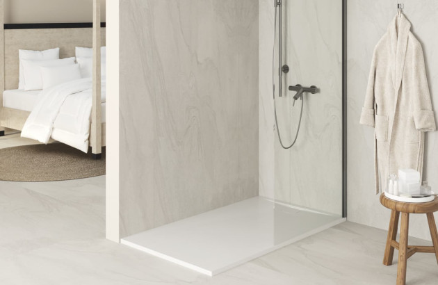 Douche avec receveur de douche sur extra plat
