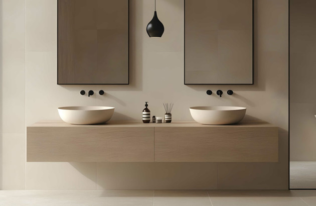 Meuble de salle de bains suspendu double vasque