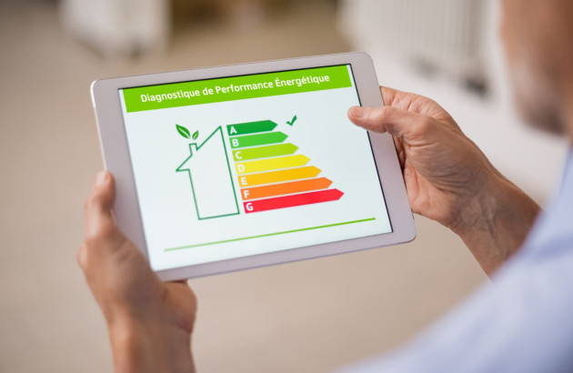 Personne qui consulte son diagnostice de performance énergétique sur une tablette