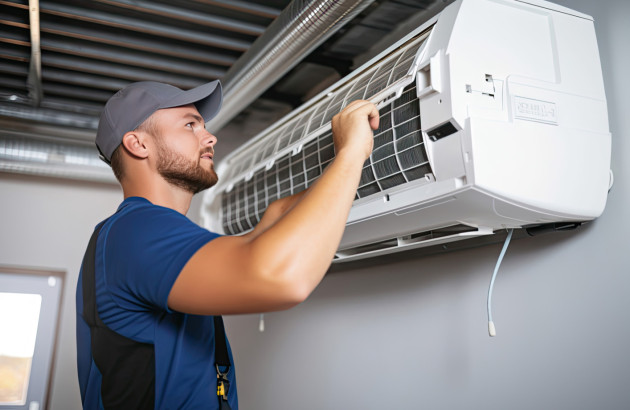 Spécialiste qui entretient une climatisation