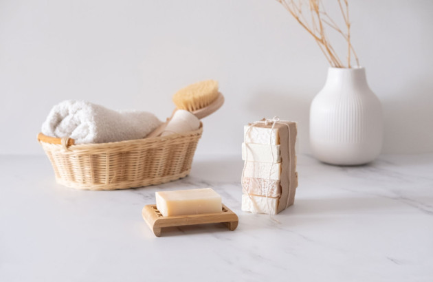 Savon de Marseille avec un chiffon microfibre 