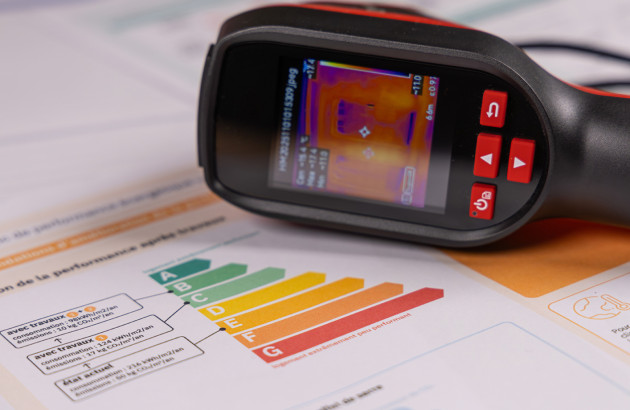 Caméra thermique utilisée pour analyser les performances énergétiques d’un logement.