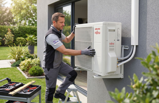 Artisan réalisant des travaux d’isolation des combles avec soufflage de matériaux isolants.