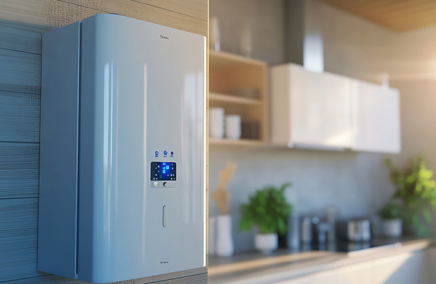Petit chauffe eau moderne installé dans une cuisine