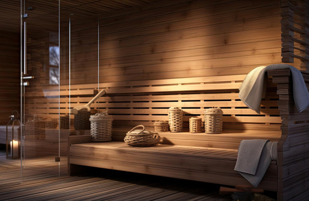 Grande cabine de sauna traditionnelle