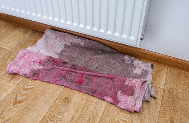 Serviettes qui sont situées sous un radiateur qui fuit