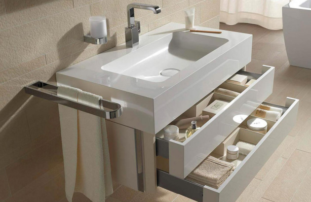 Meuble salle de bain Rangement sous lavabo sdb avec 3 Tiroirs Blanc Meuble  bain