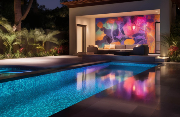 Carrelage brillant aux abords d'une piscine