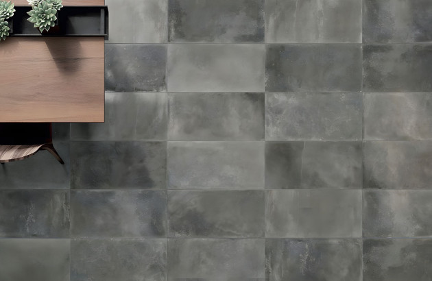 Carrelage satiné gris