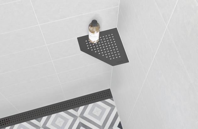 Étagère d'angle pour produits de toilette
