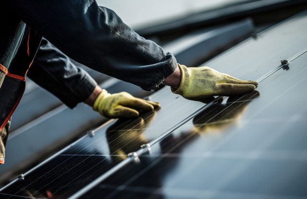 Expert en train d'installer un panneau solaire